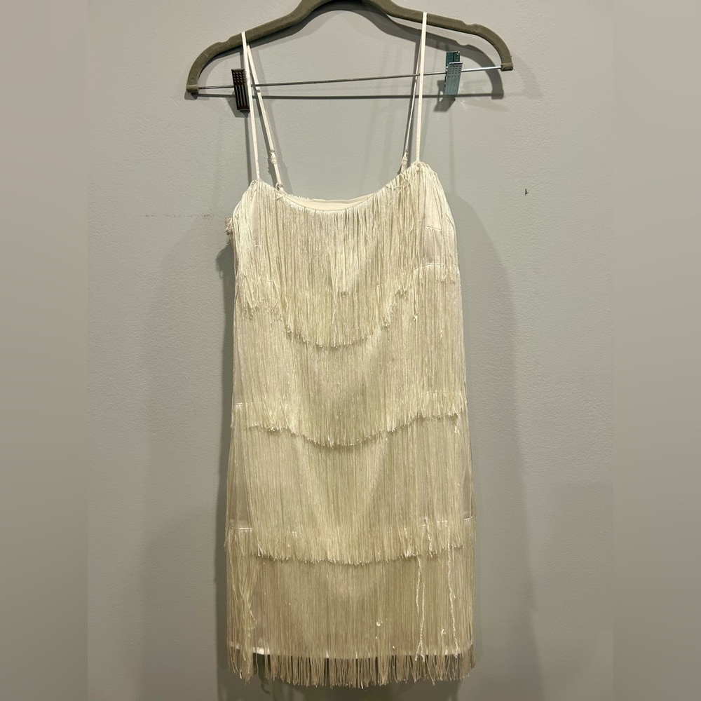 Abercrombie & Fitch Cream Fringe Mini Dress